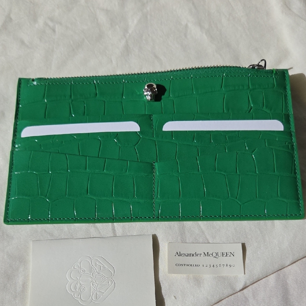 Alexander McQueen Emerald Croc-Embossed Wallet
